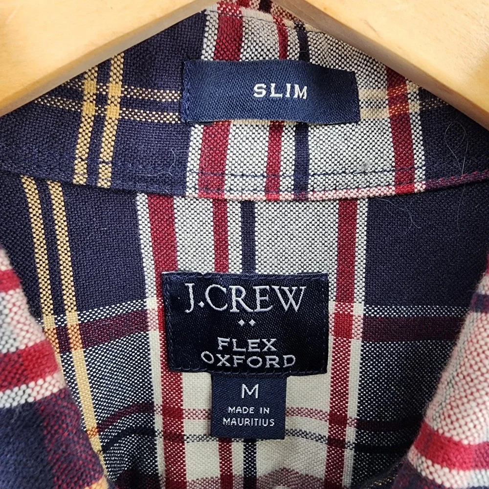 J Crew Flex Oxford Slim Plaid Shirt Men Medium Classic Academia Preppy Old Money